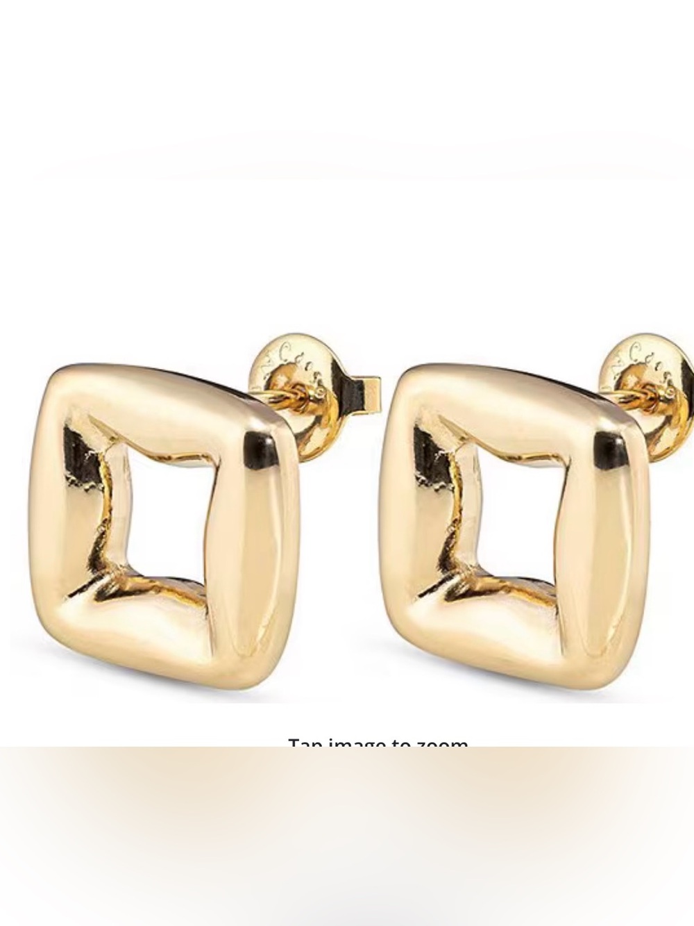 UNO de 50 Polished Gold Hollow Square Stud Earrings
